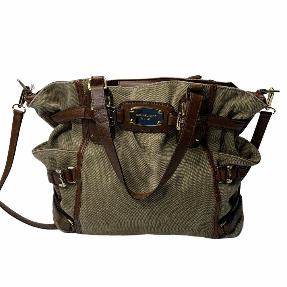 Michael Kors Gansevoort Canvas Brown Leather Bag